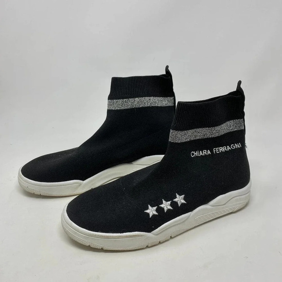 Chiara Ferragni‎ Black Logo Fabric Sock Sneakers - Picture 5 of 11